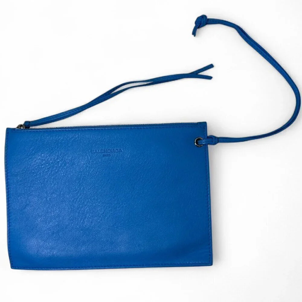 Balenciaga Blue Leather Wristlet - NWOT